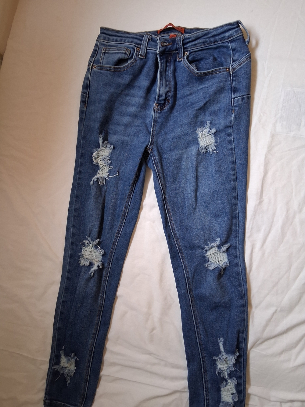 Wax Jean Women's Distressed Dark Blue Skinny Jeans